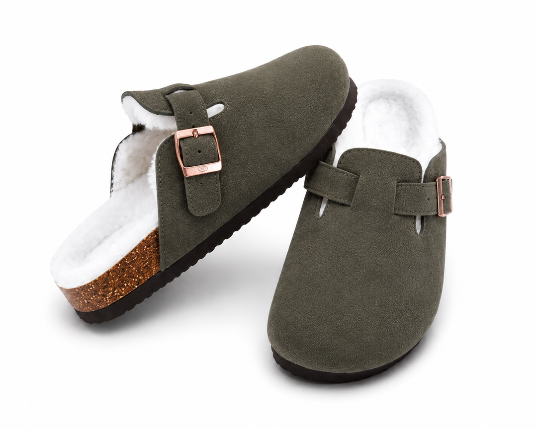 Fur-lined Suede Clogs by Harper & Coast