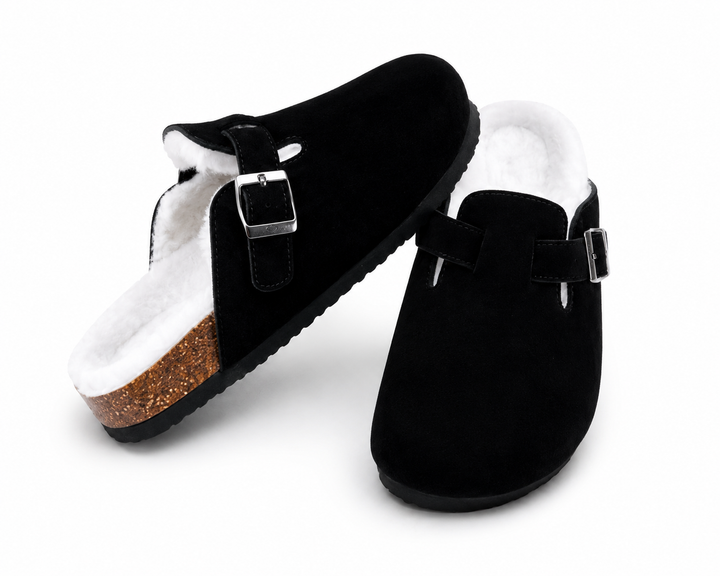 Fur-lined Suede Clogs by Harper & Coast